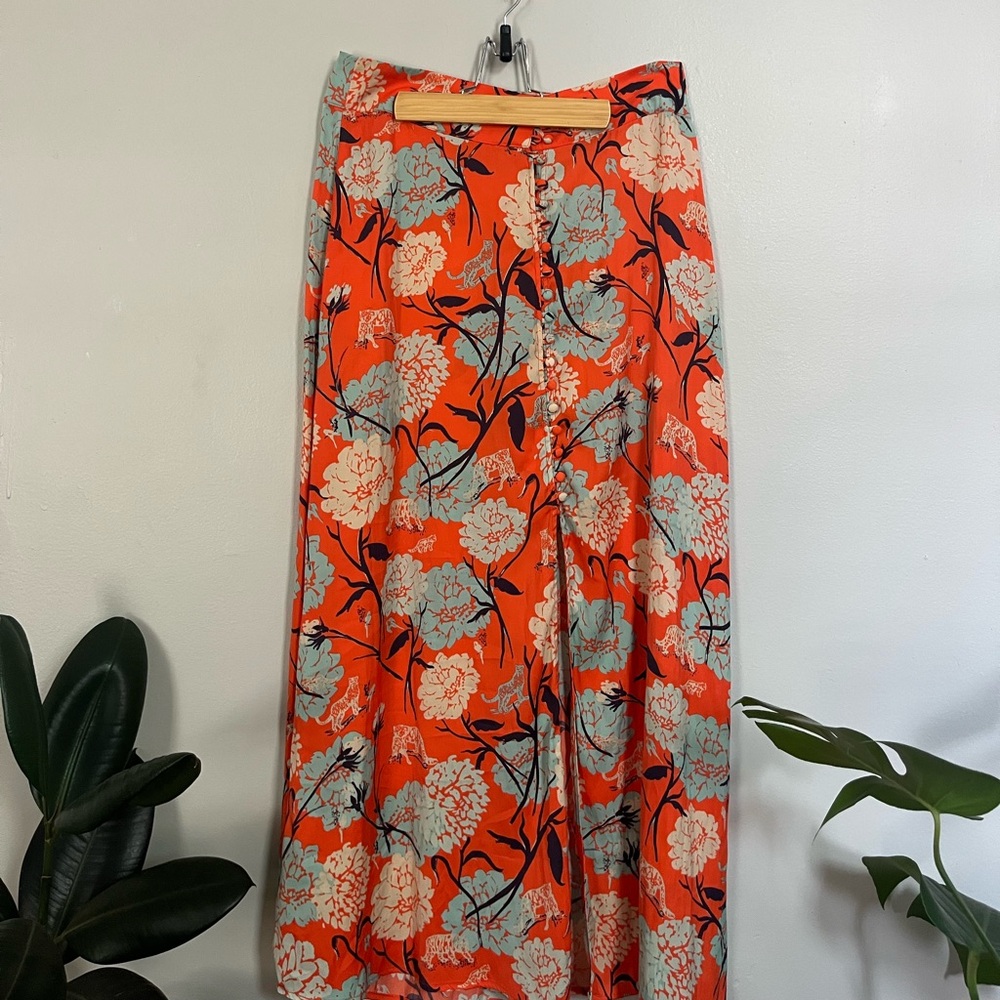 Free People Floral Skirt in Coral and Mint